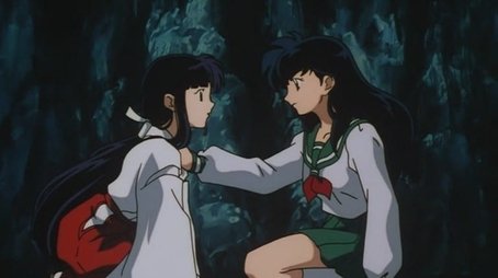 Kikyo and Kagome, Alone in the Cave