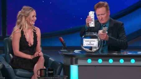 Conan at Comic Con - Jennifer Lawrence, Josh Hutcherson, Liam Hemsworth (2015) - Episode 113 poster and promotional image