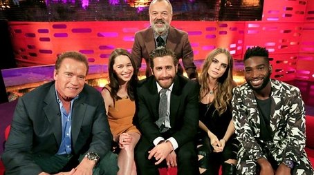 Arnold Schwarzenegger, Emilia Clarke, Jake Gyllenhaal, Cara Delevingne, Tinie Tempah (2015) - Episode 11 poster and promotional image