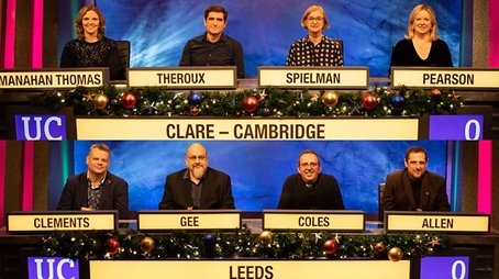 Christmas 2019 - Leeds University v Clare College, Cambridge (2019) - Episode 103 poster and promotional image