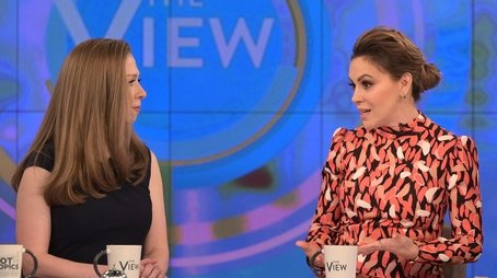 Alyssa Milano and Chelsea Clinton (2019) - Episode 32 poster and promotional image