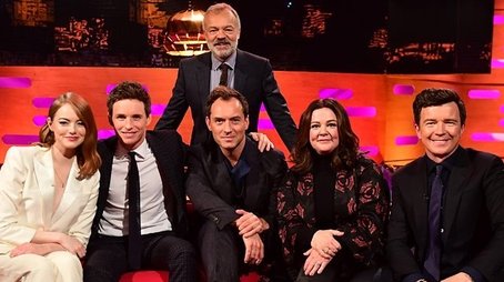 Eddie Redmayne, Jude Law, Melissa McCarthy, Emma Stone, Rick Astley (2018) - Episode 5 poster and promotional image