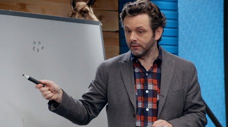 Michael Sheen Wears a Plaid Button Down and Grey Blazer (2015) - Episode 17 poster and promotional image