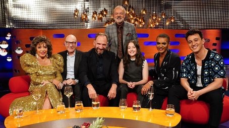 Sir Patrick Stewart, Ralph Fiennes, Bella Ramsey, Layton Williams, Dame Joan Collins and Zak Abel (2023) - Episode 4 poster and promotional image