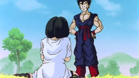 Gohan ist der Lehrer! Videls Einführung ins Fliegen.