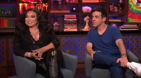 B.J. Novak & Tisha Campbell (2022) - Episode 129 poster and promotional image