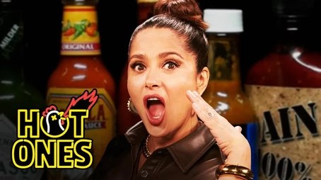 Salma Hayek Adopts Sean Evans While Eating Spicy Wings (2021) - Episode 7 poster and promotional image