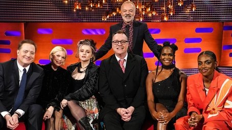 Michelle Williams, Helena Bonham Carter, Russell T Davies, Oti Mabuse, Brendan Fraser and Cat Burns (2023) - Episode 14 poster and promotional image