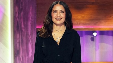 Salma Hayek, Guy Branum, Dylan Gilmer, Stephen A. Smith (2023) - Episode 97 poster and promotional image