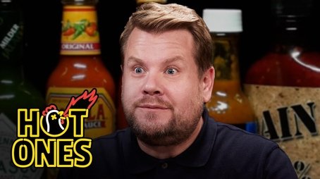 James Corden Experiences Mouth Karma While Eating Spicy Wings (2022) - Episode 7 poster and promotional image
