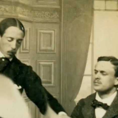 Santos Dumont Explaining His Air Ship to the Hon. C.S. Rolls