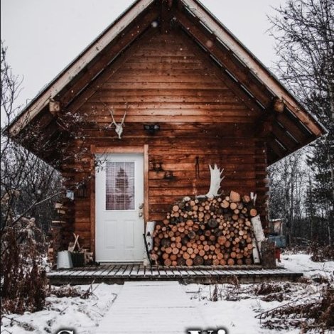 Snowy View from a Cabin Window
