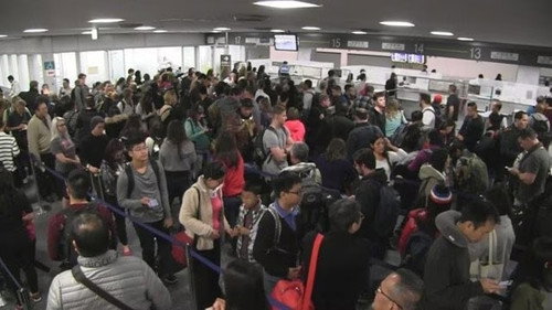 Lines and Lives at Airport Immigration