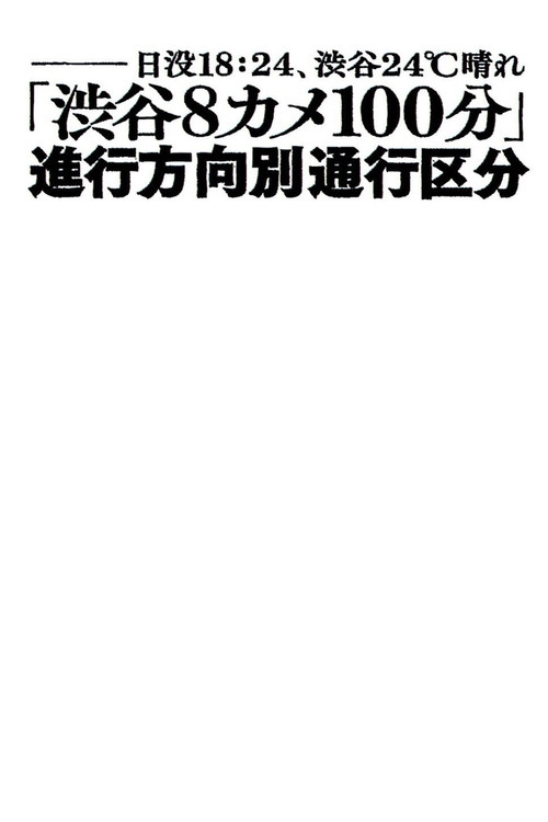 Sunset 18:24, Shibuya 24ºC Sunny "Shibuya 8 Cameras 100 Minutes"