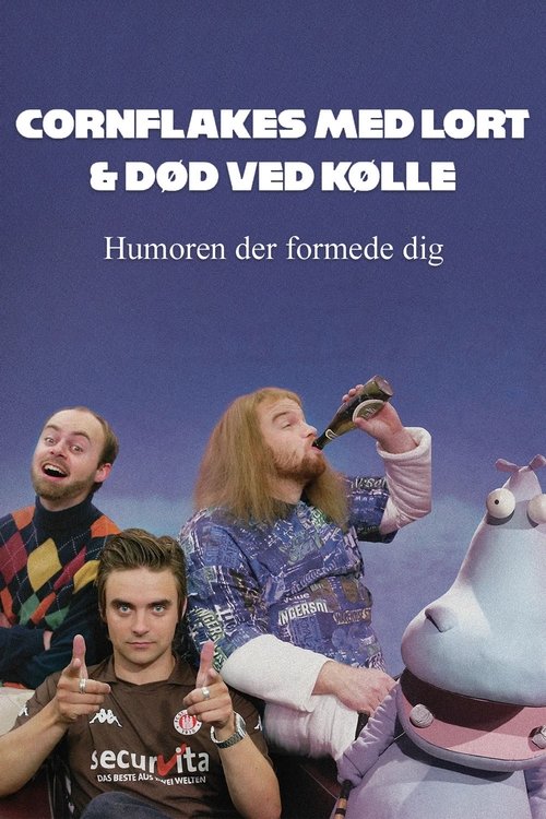 Background poster of Cornflakes med lort og død ved kølle - humoren der formede dig blurred