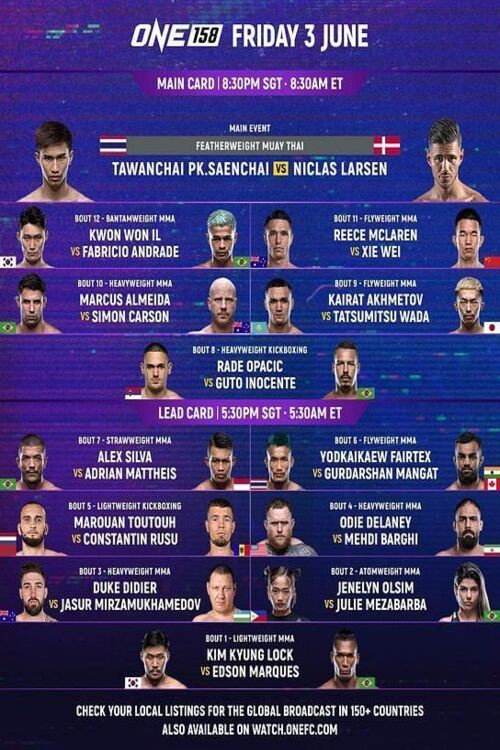 ONE 158: Tawanchai vs. Larsen poster 2