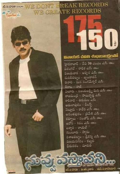 Background poster of Nuvvu Vastavani blurred