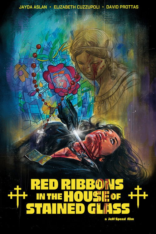 Red Ribbons in the House of Stained Glass Poster