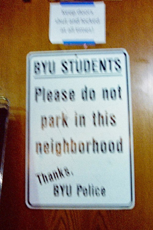 BYU Students Don't Park Here