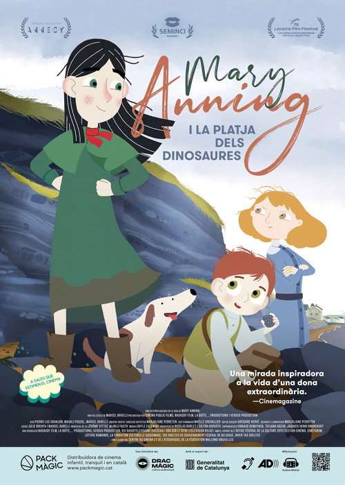 Cartell de Mary Anning i la platja dels dinosaures