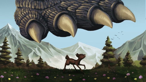 Godzilla vs. Bambi Backdrop Blur