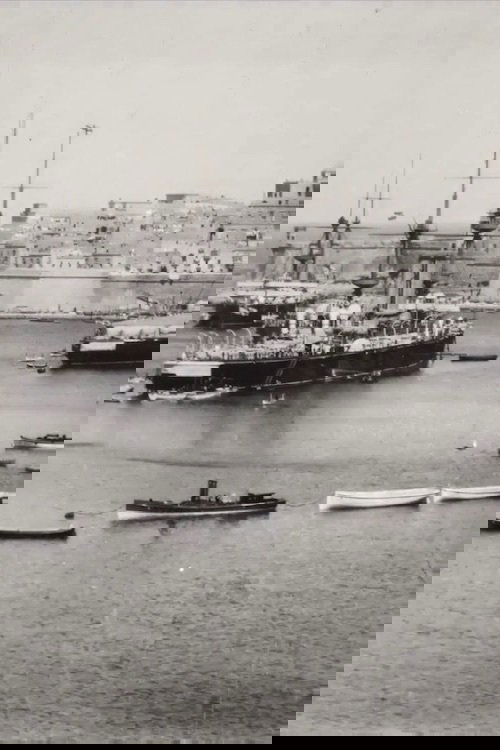 Panorama of Grand Harbour, Malta, Showing Battleships, Etc.