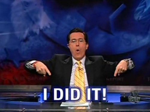Escena del episodio 23 de la temporada 4 de la serie The Colbert Report