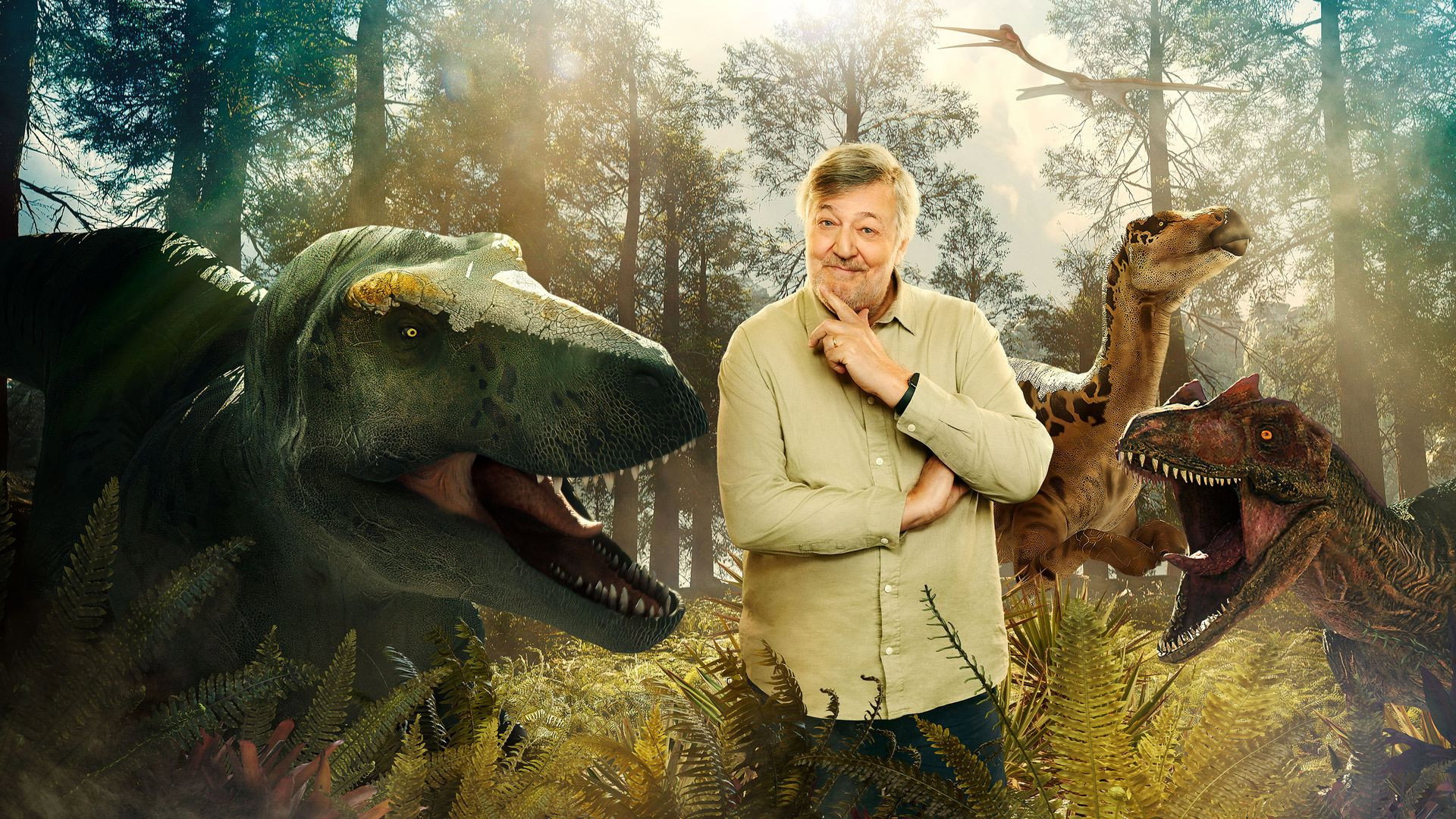 Dinosaur with Stephen Fry's poster