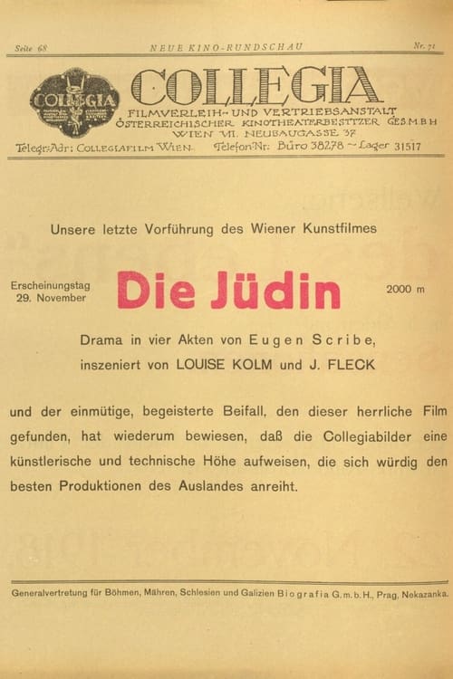 Die Jüdin (1918) poster