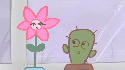 Cactus and flower Backdrop Blur