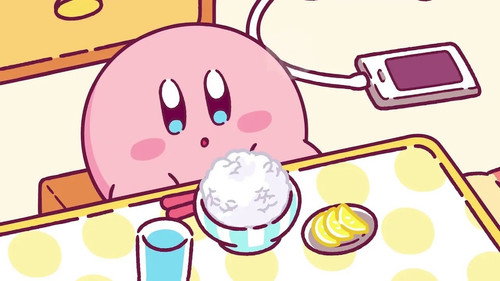 Mogumogu Kirby: White Rice Backdrop Blur