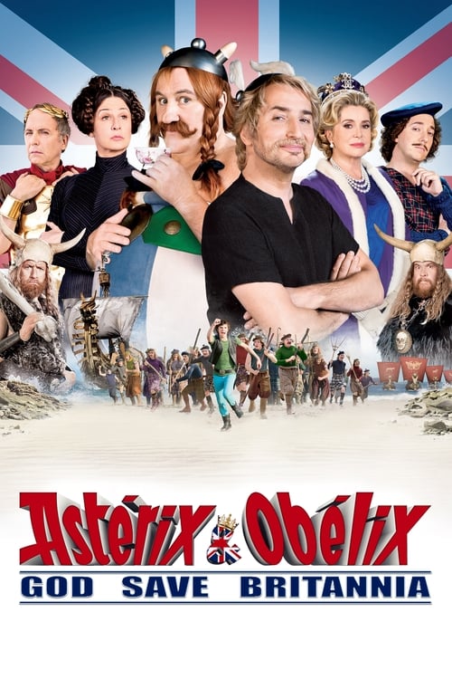 Grootschalige poster van Asterix & Obelix bij de Britten