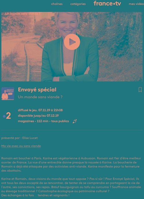 un monde sans viande movie poster player