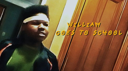 William goes to school Backdrop Blur