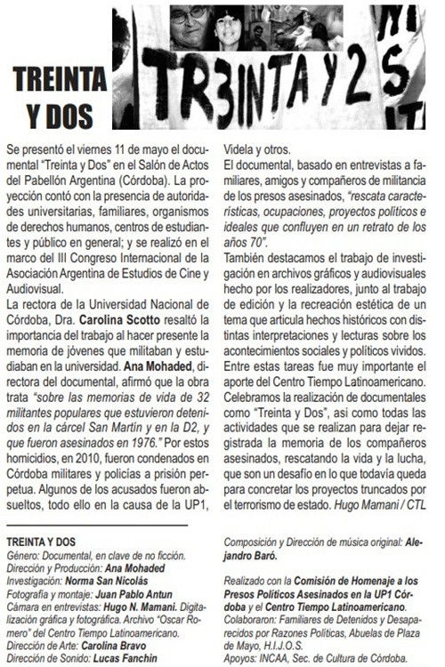 Treinta y dos: un documental de muchos tiempos - FİLM Afişi