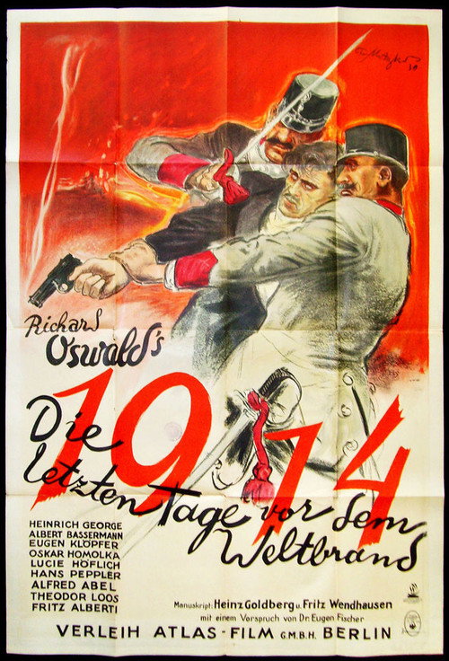 Poster von 1914, die letzten Tage vor dem Weltbrand