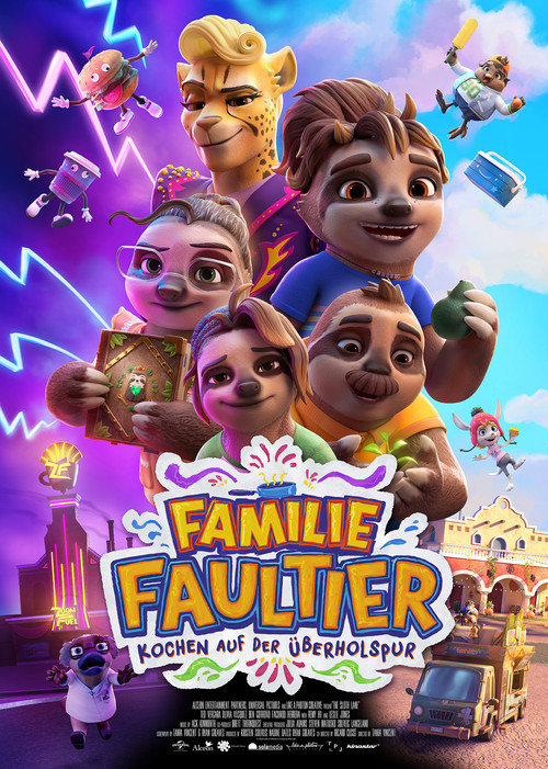 Poster von Familie Faultier - Kochen auf der Überholspur