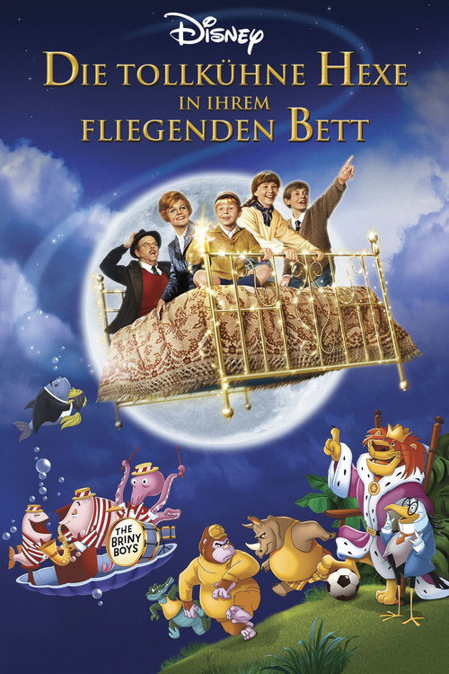 Poster von Die tollkühne Hexe in ihrem fliegenden Bett