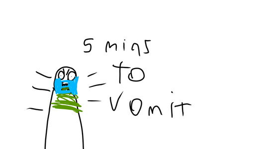 5 mins to vomit