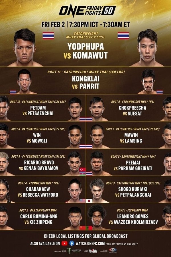 ONE Friday Fights 50: Yodphupa Vs. Komawut