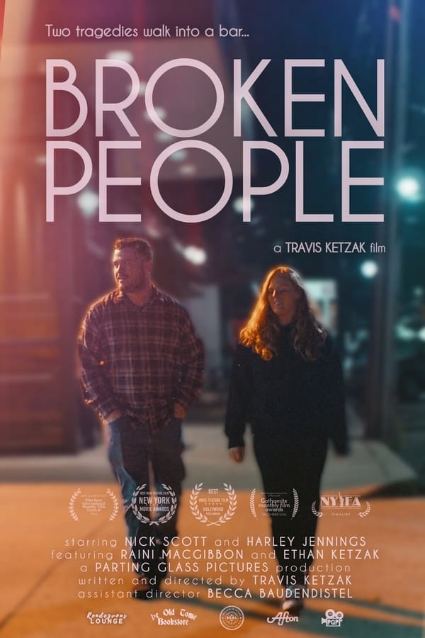 Broken People (2023)  Brett and Jake meet in a bar and decide to drown their sorrows in whiskey, forgetting the past, ignoring the future, and exploring life, love, and tragedy together for one fateful night.