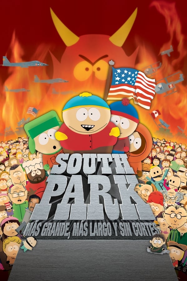 Cuando los estudiantes de la escuela primaria de South Park, Stan, Kyle, Cartman y Kenny, deciden entrar a escondidas a ver una película canadiense no apta para menores, su vocabulario sufre un cambio brutal. La indignación de los padres, tras el devastador impacto que sufren sus inocentes y jóvenes mentes al ver la película, da lugar a una incondicional guerra entre Estados Unidos y Canadá. Inesperadamente, los chicos se ven inmersos en una crisis debiendo arriesgar sus vidas en nombre de la libertad de expresión.