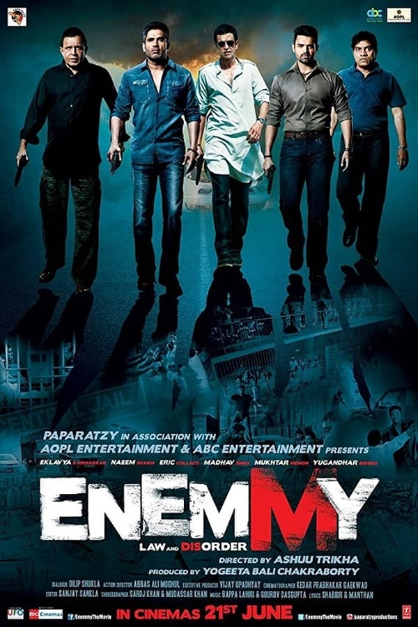 Enemmy follows daredevil CID officers against an underworld don.
 Four under cover cops Eklavya (Sunil Shetty), Naeem (Kay Kay Menon), Madhav (Mahaakshay Chakraborty) and Eric (Johny Lever) get the assignment to stop a gang war over a missing sum of money. They manage to put under world don Mukhtar Memon (Zakir Hussain) behind the bars but that doesn't solve the problem. Later, a senior CBI officer Yugandhar (Mithun Chakraborty) starts investigating the case