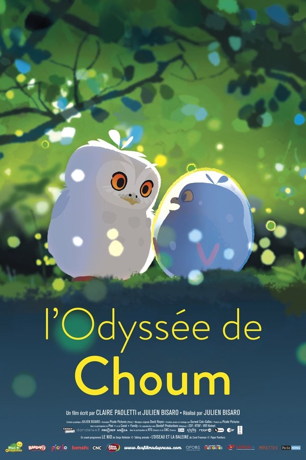 Choum, la petite chouette vient juste d’éclore lorsque la tempête la pousse hors du nid. Faisant rouler le second oeuf de la nichée, la voilà qui s’élance contre vents et marées, bien décidée à trouver une maman...  Programme composé de :  - Le Nid (Nest) de Sonja Rohleder (Allemagne, 2019, 4')  - L'Oiseau et la baleine (The Bird and the Whale) de Carol Freeman (Irlande, 2019, 7')  - L'Odyssée de Choum (26')