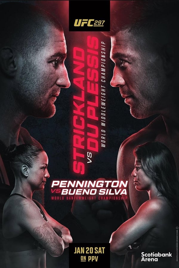 UFC 297: Strickland vs. du Plessis was a mixed martial arts event produced by the Ultimate Fighting Championship that took place on January 20, 2024, at Scotiabank Arena in Toronto, Ontario, Canada.