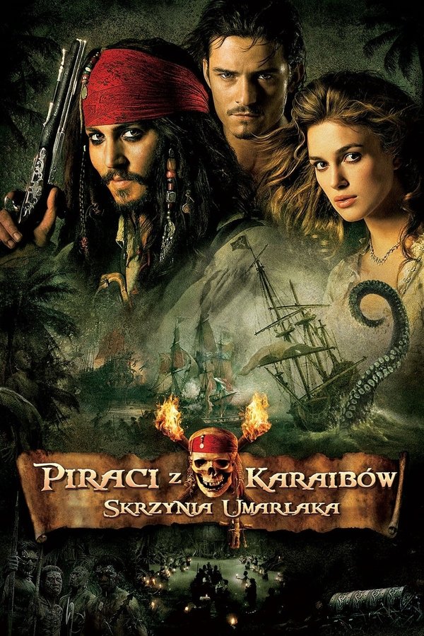 Jedyny w swoim rodzaju pirat - kapitan Jack Sparrow (Johnny Depp) powraca z kolejnym krwawym długiem do spłacenia. Ofiarował bowiem swoją duszę legendarnemu Davy Jonesowi (Bill Nighy), niesamowitemu władcy podmorskich głębin, który teraz domaga się swej własności. Jack krzyżuje matrymonialne plany Willa Turnera (Orlando Bloom) i jego pięknej narzeczonej Elizabeth Swann (Keira Knightley), którzy za sprawą nieszczęśliwych zbiegów okoliczności zostają rzuceni w wir przerażającej przygody. Sparrow naraża życie swoich przyjaciół, aby odzyskać klucz i znaleźć skrzynię umarlaka w której ukryte jest coś, co ma uratować życie kapitana. Nie jest to jednak proste zadanie, gdyż cały czas ściga ich Kraken - legendarny potwór zamieszkujący oceany.  [opis dystrybutora dvd]