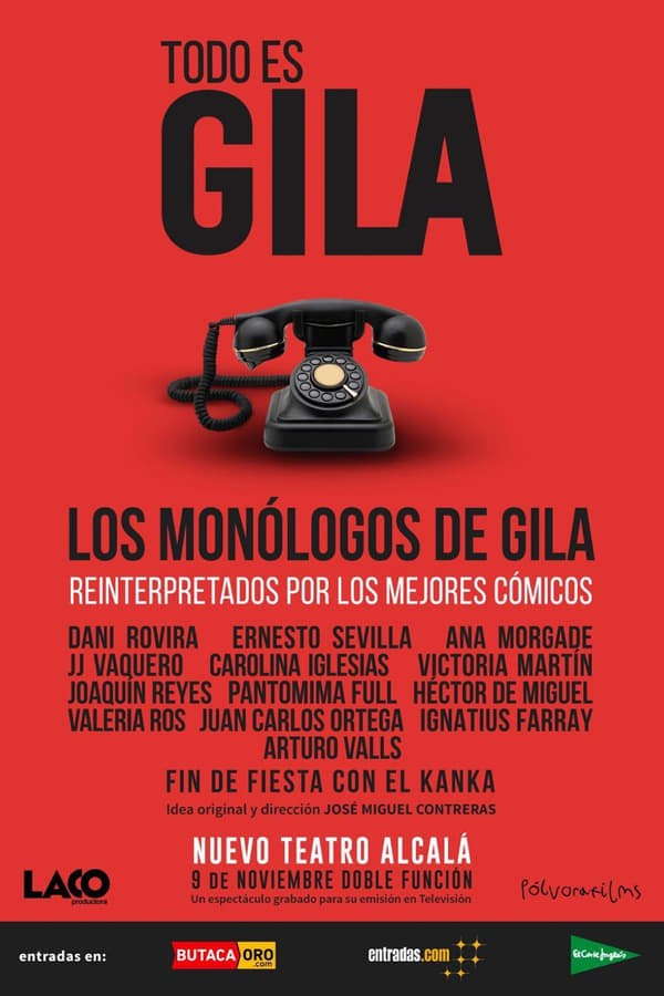 Especial de comedia que conmemora el 20 aniversario de la muerte del maestro Gila. El teléfono. La camisa roja y el traje negro. El humor subversivo: 16 humoristas españoles vuelven a traer al escenario los chistes de Gila 20 años después de su muerte en este recorrido de más de una hora de risas.