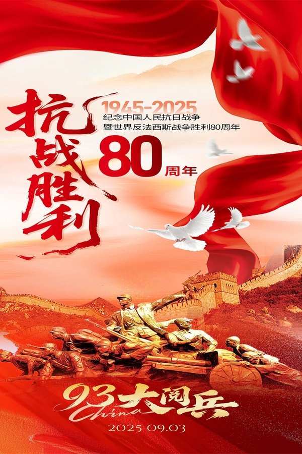 1945-2025纪念中国人民抗日战争暨世界反法西斯战争胜利80周年大阅兵 poster
