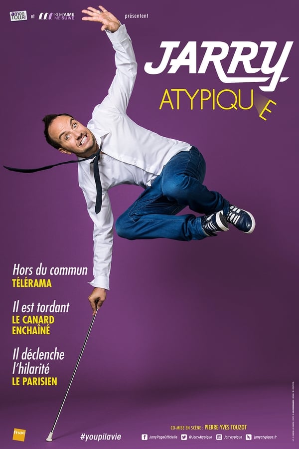 Un spectacle qui a du punch, qui envoie, qui sort des sentiers battus et fait la peau aux stéréotypes...  Voilà comment Jarry a conçu son premier one man show : Atypique !  Sans jamais s'arrêter, Jarry chante, danse, investit la scène et la salle, prend le public à partie et ne lui laisse aucun répit. Il embarque les spectateurs dans cette haute voltige humoristique, dans ce grand huit scénique qui ébouriffe et laisse sans voix.  Se cantonner à un seul talent ? pourquoi ? C'est un show complet que nous offre Jarry. Mais Jarry n'est pas que tornade et tourbillon, il nous compte une histoire : celle d'un personnage attachant évoluant dans une société trop conventionnelle pour sa fantaisie et son imagination...  Alors Jarry prend la pause et nous surprend par des moments d'émotions, de tendresse et de partage.