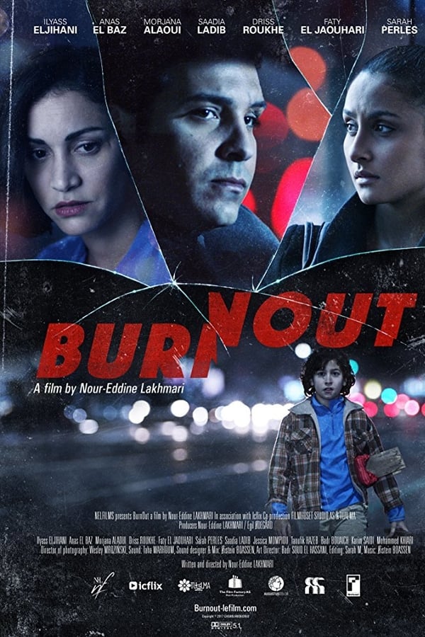 BurnOut هو فيلم عن سحق الأمل بسبب القيم والأخلاق المتناقضة في المجتمع المغربي وكيف يمكن لمجرد لقاء بالصدفة أن يلقي بكل ما يعتبر أمرًا مفروغًا منه على أنه أمر طبيعي وصحيح بمجرد أن يلمح المرء إمكانية الحب والرفقة التي تقع خارج أسوار المجتمع المغربي. تلميع الأحذية أيوب ، زوجان برجوازيان ، جاد وإيناس في زواج بلا حب ، جامع فنون ثري لكن مريض ، وطالبة طب شابة عايدة تعمل كمرافقة ، كل تفاعل يغيرهم إلى الأبد ويضعهم في مسار لا رجوع فيه نحو التنفيس أو التنفيس. الانهيار التام.